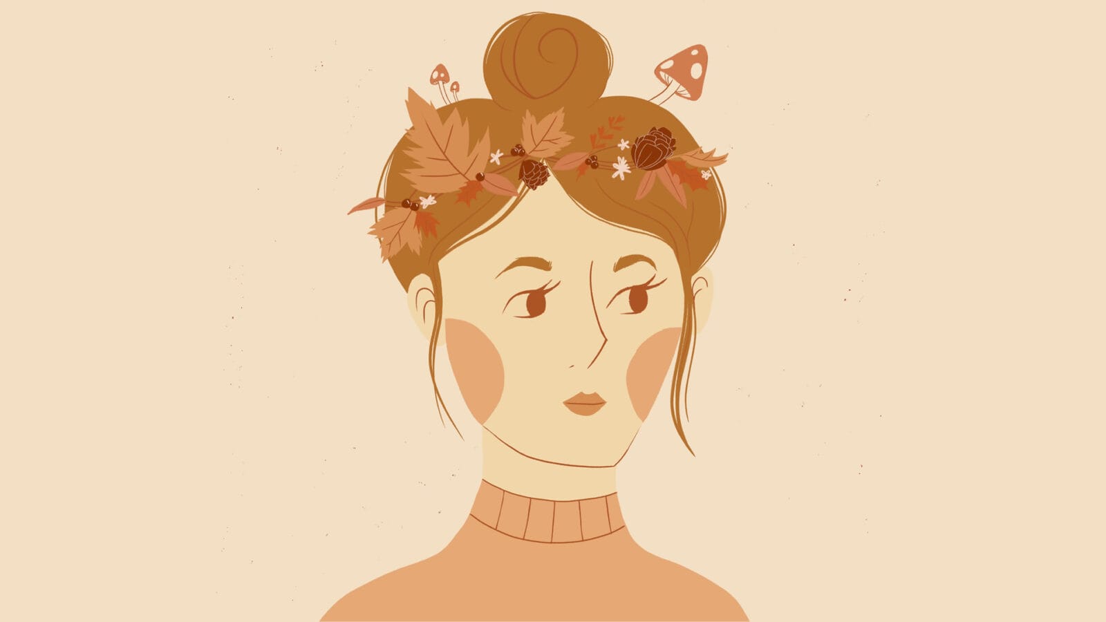 mixkit woman with autumn leaves in her hair 41 desktop wallpaper